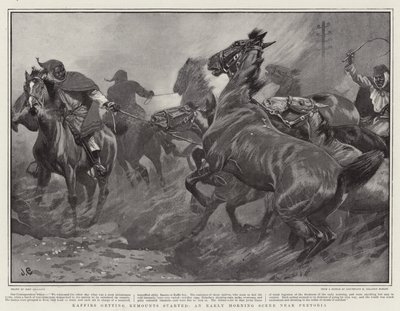 Kaffers die remounts starten, een vroege ochtendscène nabij Pretoria door John Charlton